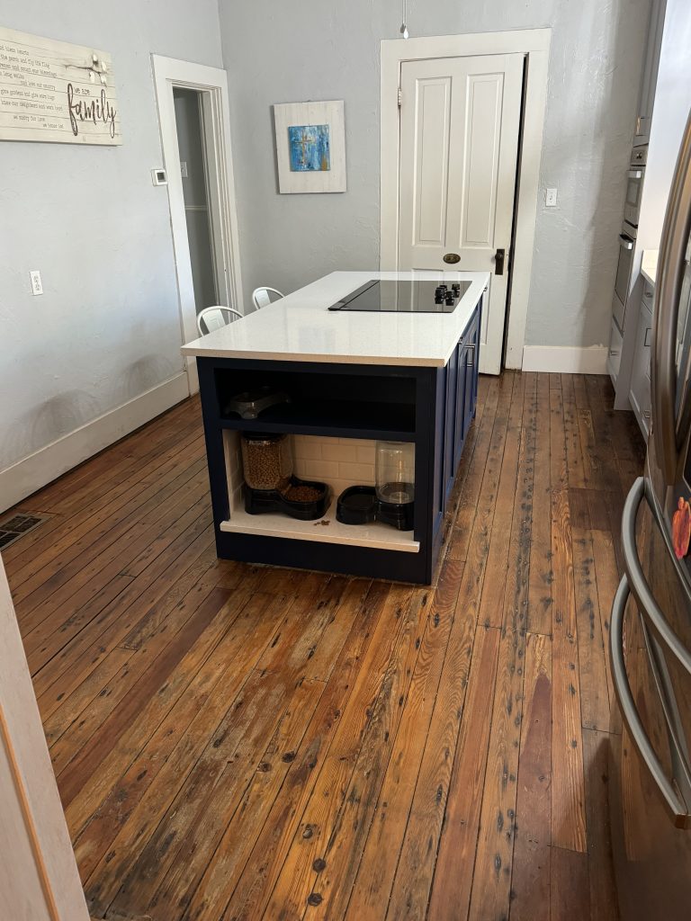 Kitchen Island with Built-In Pet Feeding Station