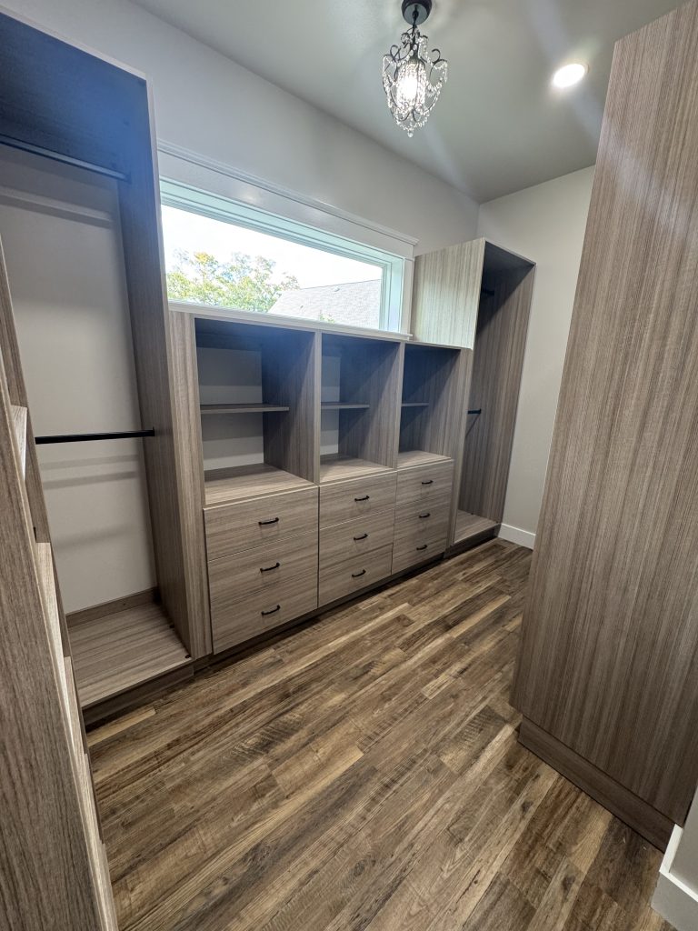Modern Closet System with Adjustable Shelves and Hanging Space